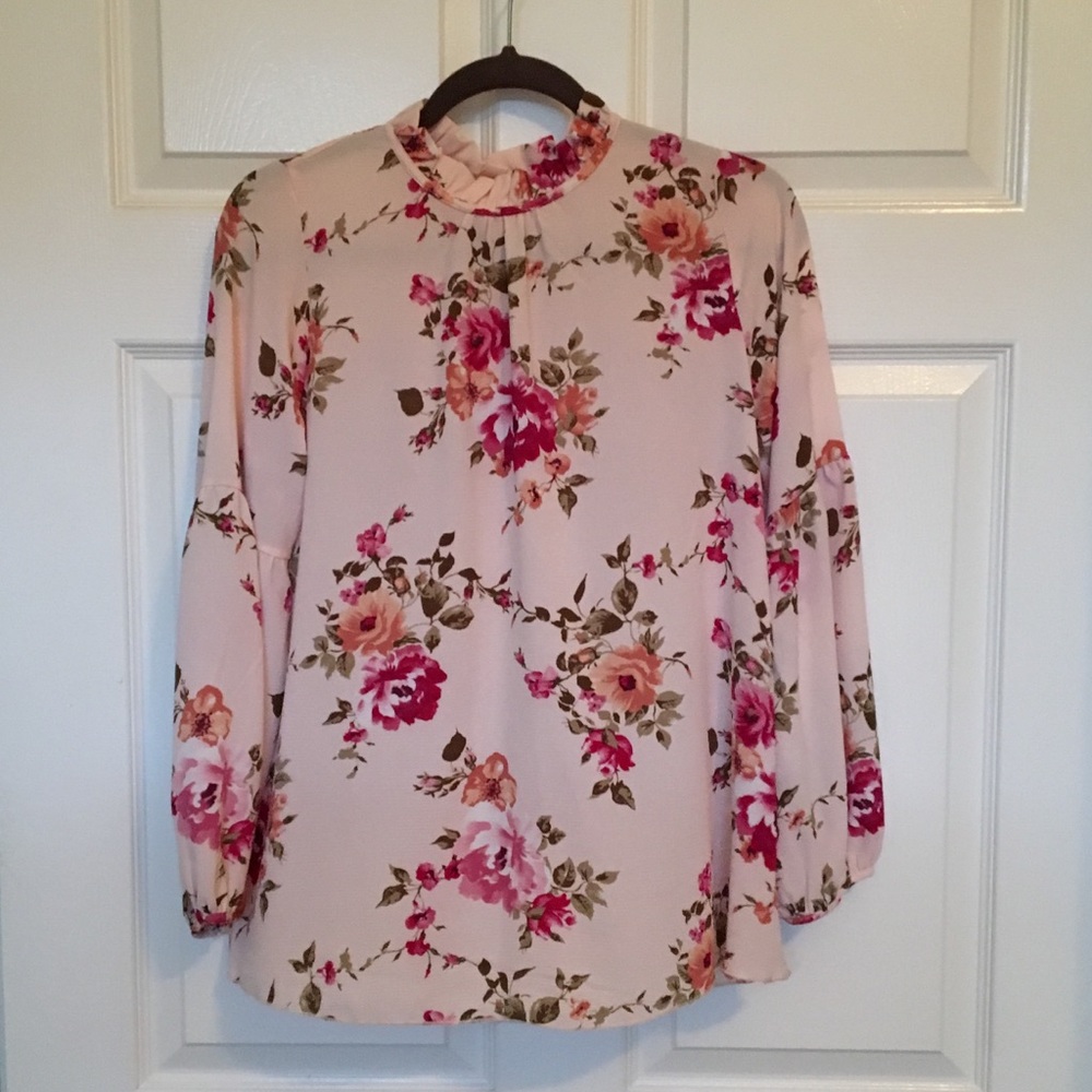 *Bohm Peach & Floral BOHO Blouse.